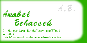 amabel behacsek business card